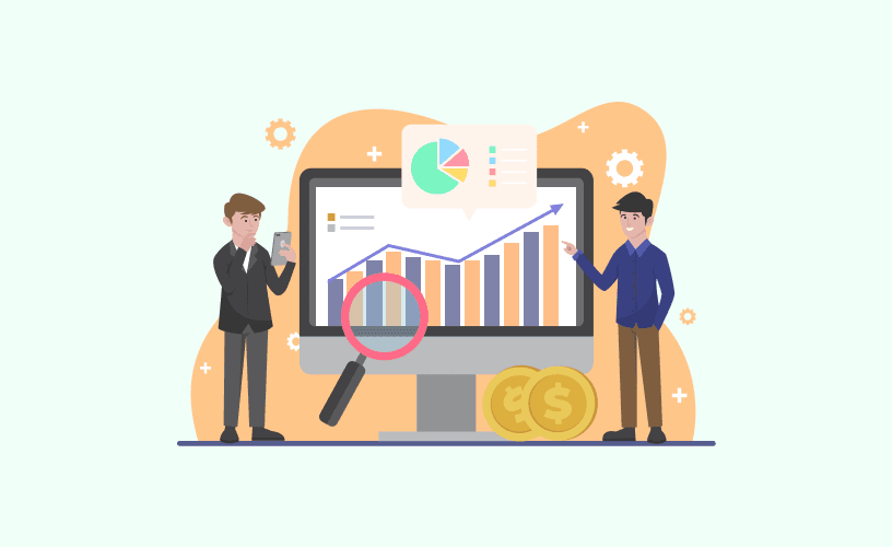 Two individuals analyze a chart on a computer screen. Learn how data-driven personalization can boost revenue and differentiation in sales.