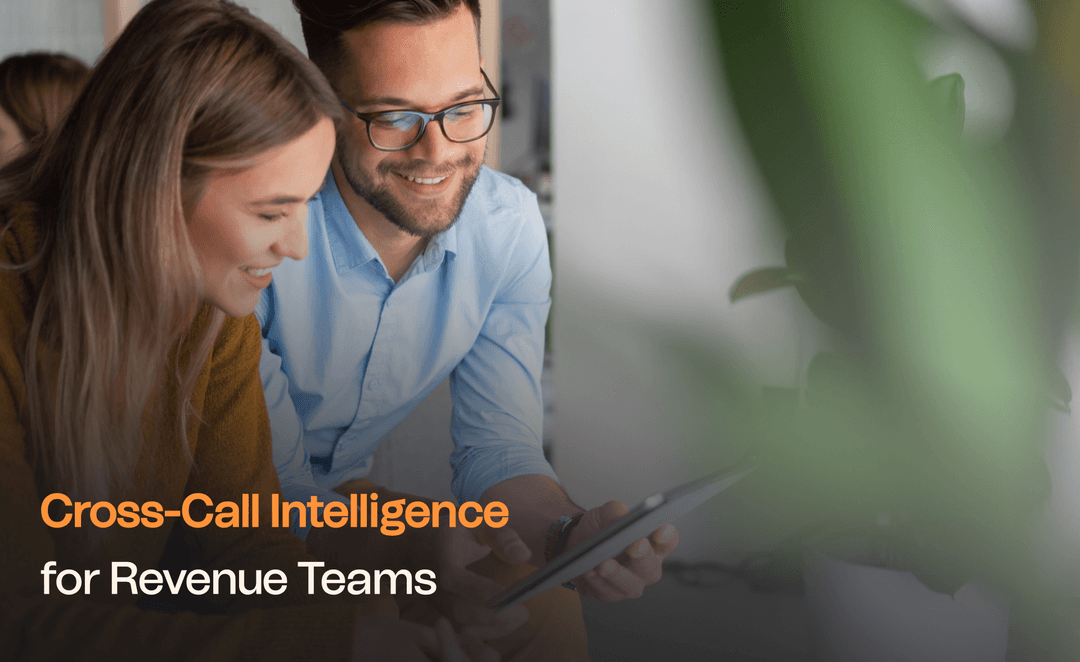 Revenue team reviewing sales insights together using cross-call intelligence