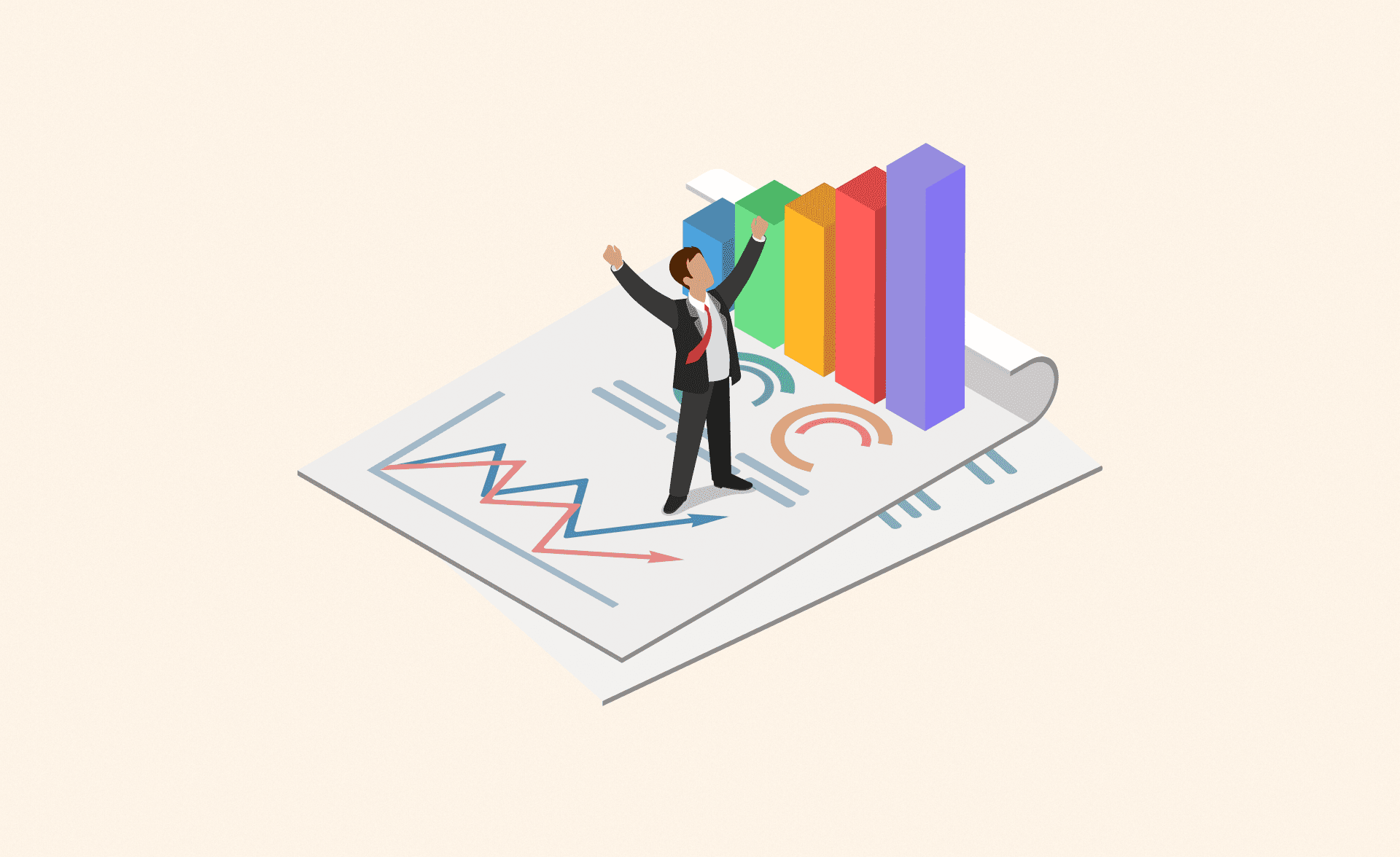 Illustration showing sales performance growth through data-driven coaching and analytics.