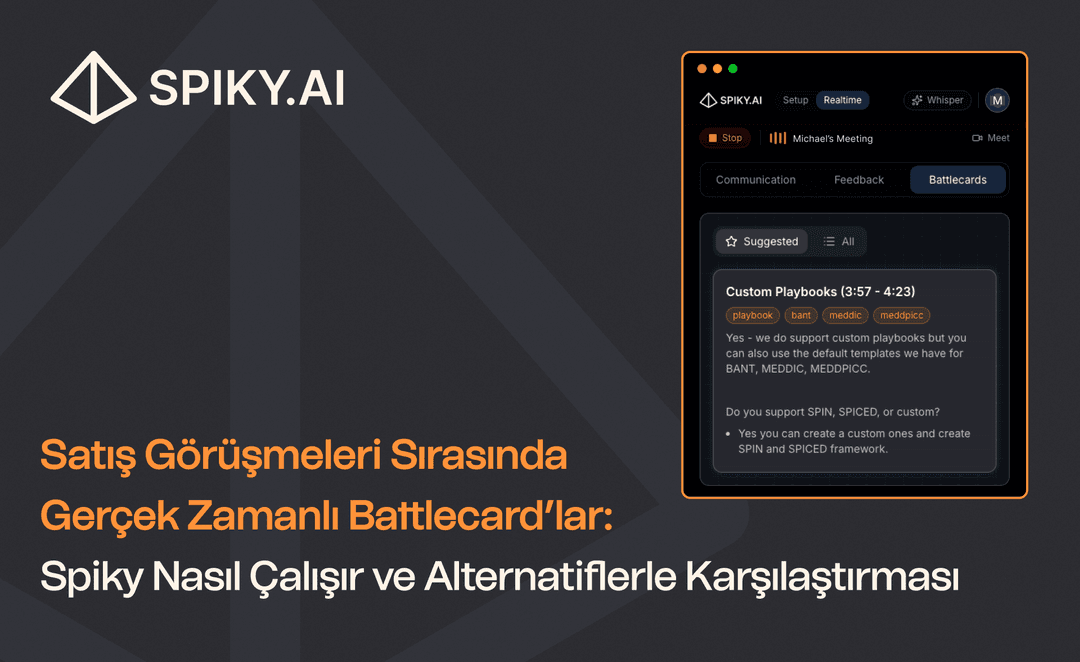 Canlı toplantı sırasında call momentum, konuşma hızı ve ses tonu analizini gösteren Spiky paneli