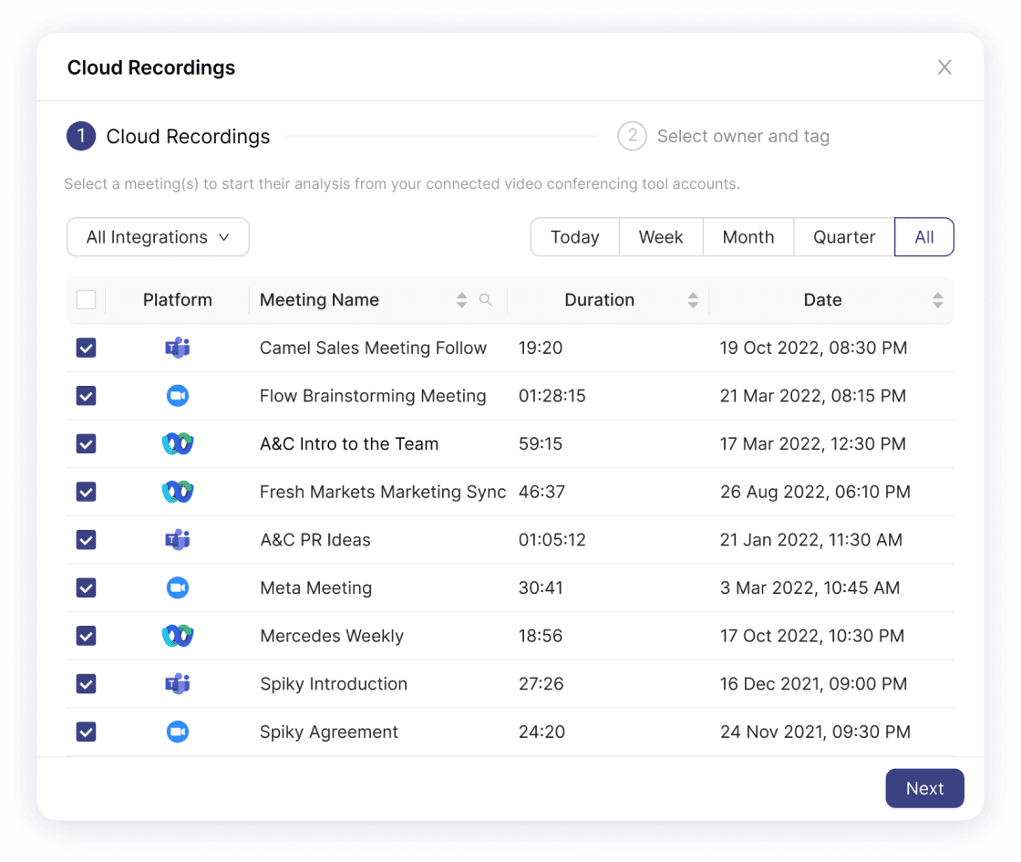 Spiky's cloud recordings dashboard allows for simultaneous upload and analysis of multiple recordings.