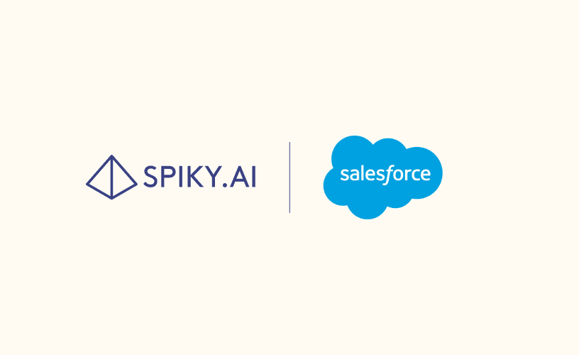Spiky and Salesforce logos, partners in CRM and data analysis solutions.